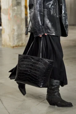 Croco Tote Bag in Black Crocodile Leather