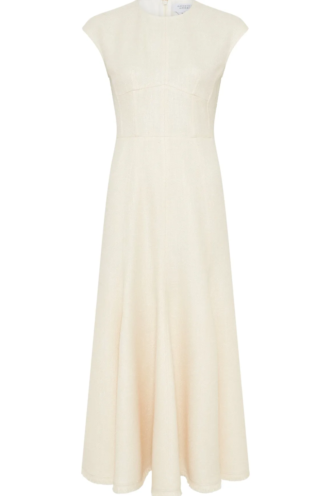 Crowther Midi Dress in Ivory Virgin Wool Silk Slub