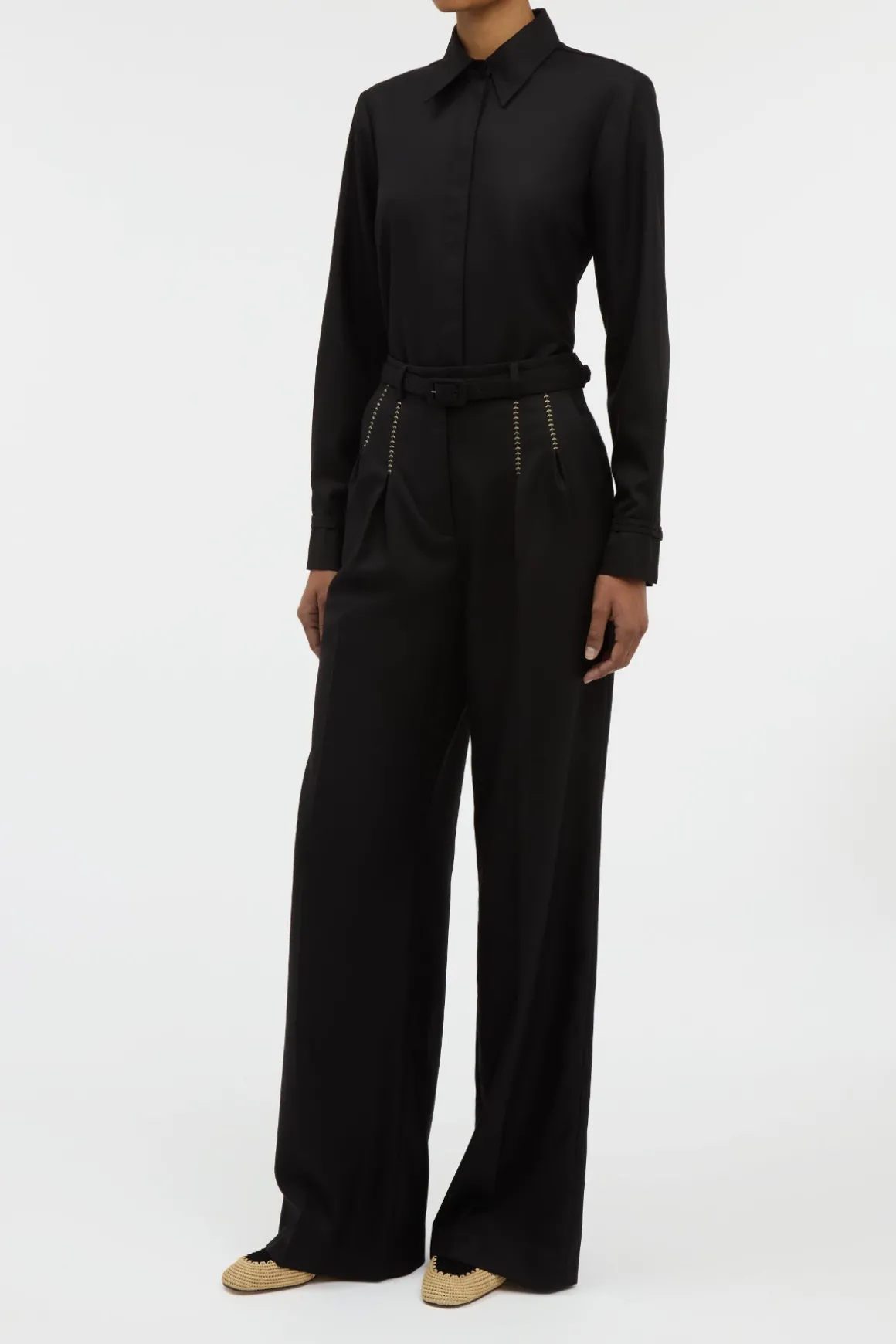 Cruz Shirt in Black & Camel Cashmere