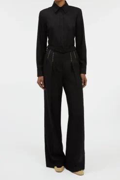Cruz Shirt in Black & Camel Cashmere