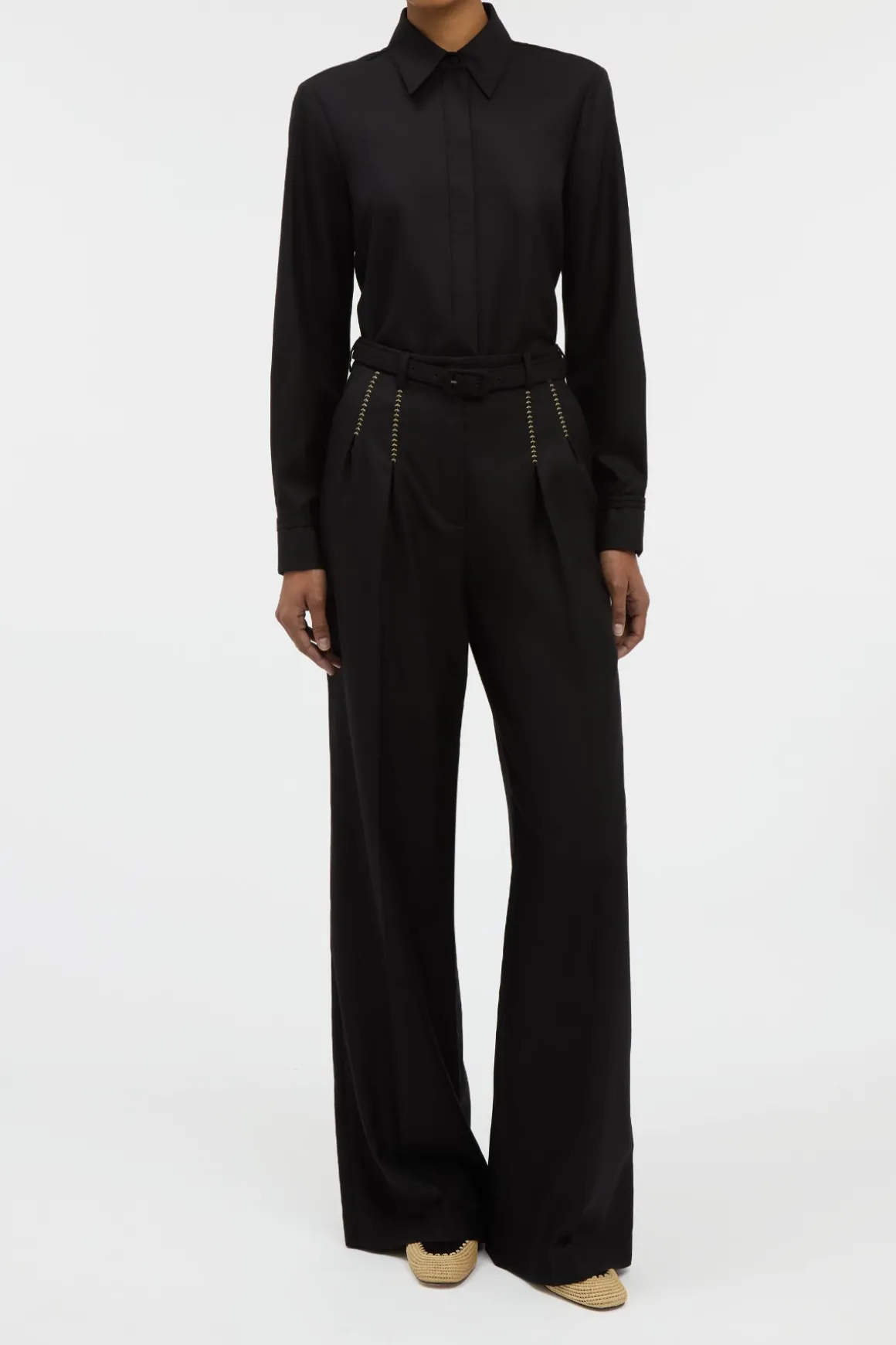 Cruz Shirt in Black & Camel Cashmere