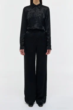 Cruz Shirt in Black Embroidered Silk