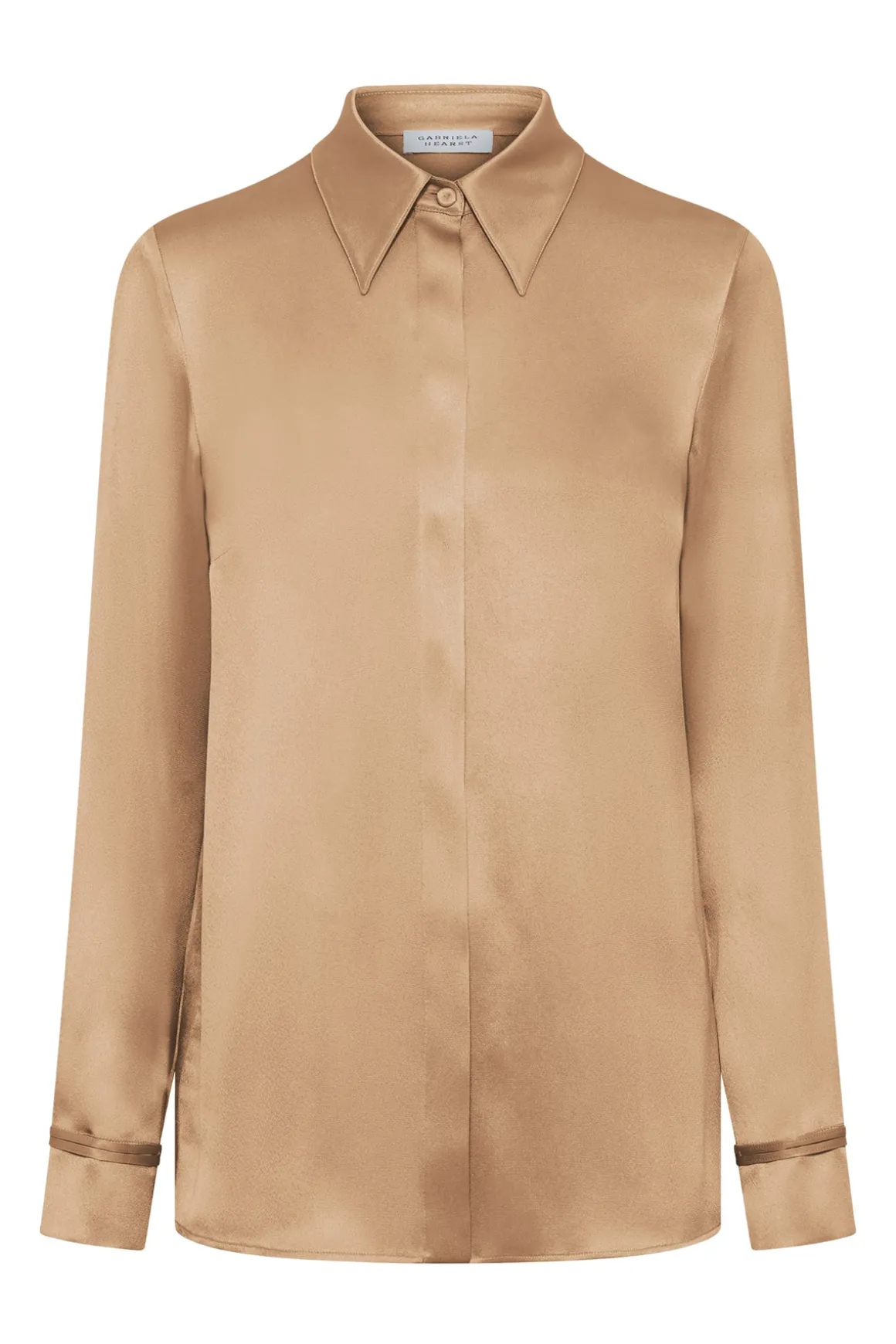 Cruz Shirt in Camel Silk Satin