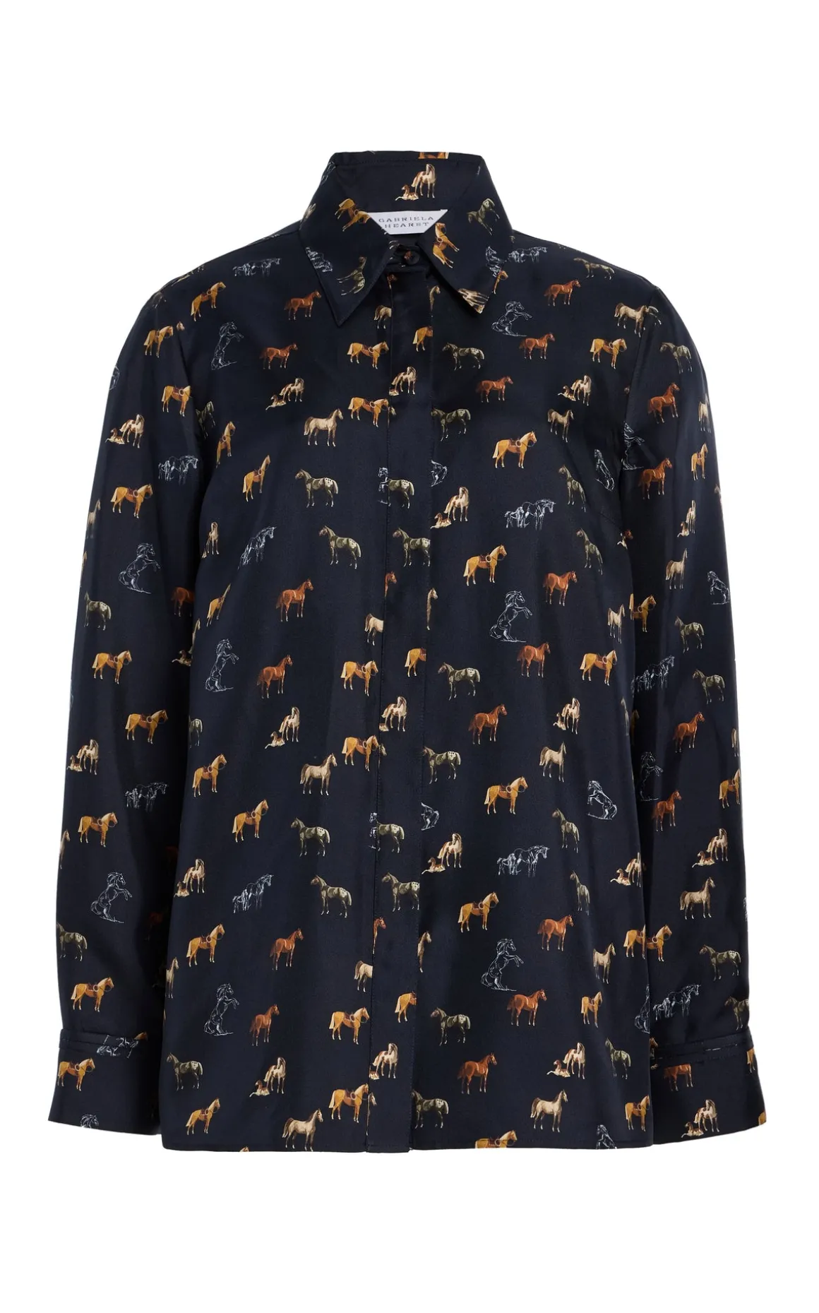 Cruz Shirt in Dark Navy Multi Printed Silk Twill