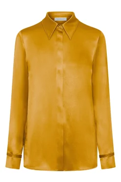 Cruz Shirt in Golden Birch Silk Satin