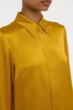 Cruz Shirt in Golden Birch Silk Satin