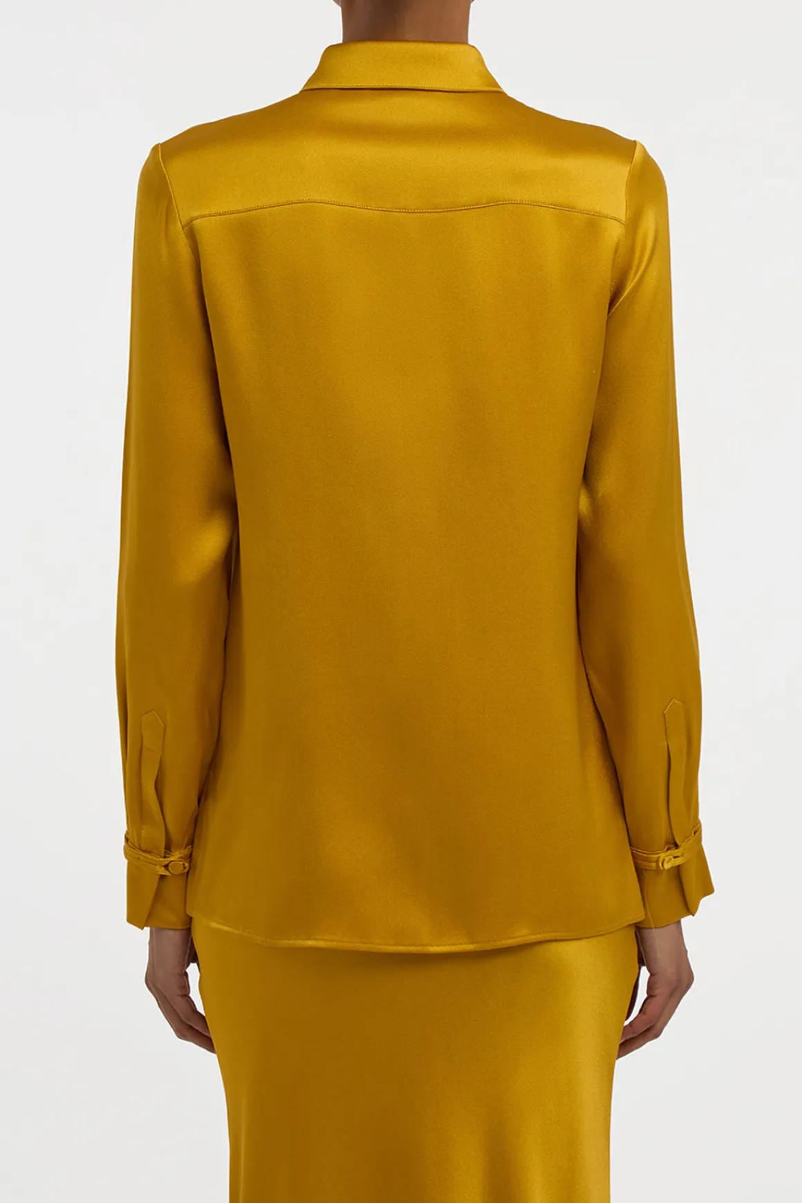 Cruz Shirt in Golden Birch Silk Satin