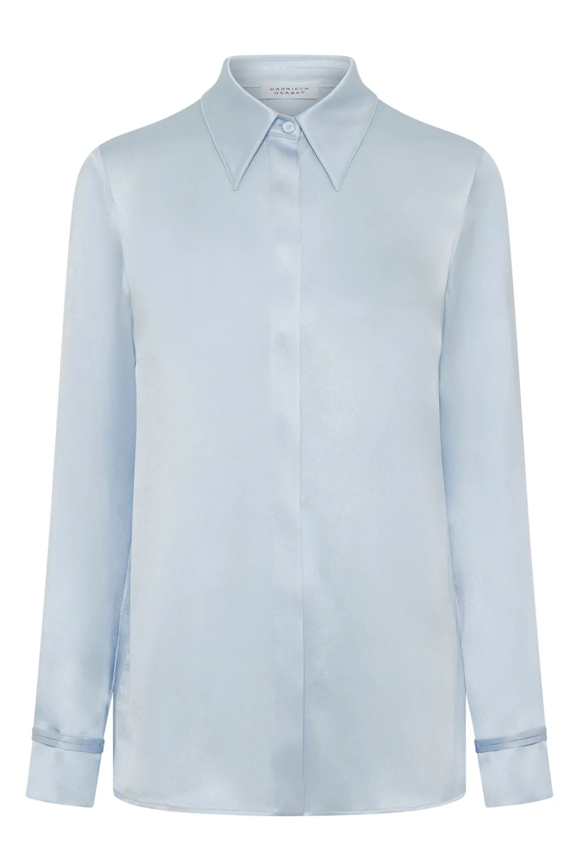 Cruz Shirt in Light Blue Silk Satin