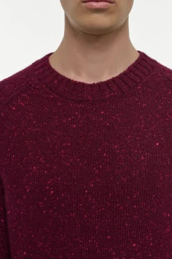 Daniel Knit Sweater in Bordeaux Speckled Aran Cashmere