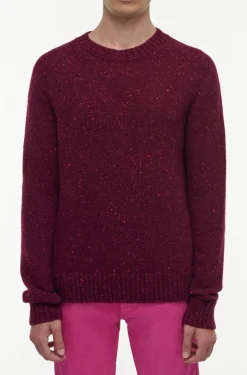 Daniel Knit Sweater in Bordeaux Speckled Aran Cashmere