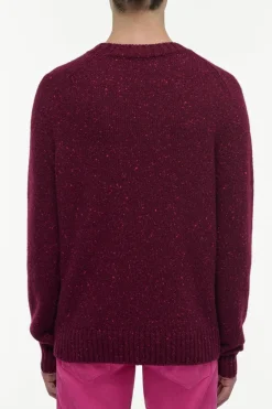Daniel Knit Sweater in Bordeaux Speckled Aran Cashmere