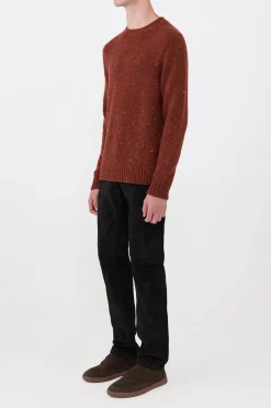 Daniel Knit Sweater in Burnt Sienna Multi Speckled Aran Cashmere