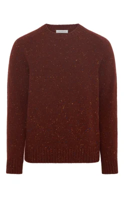 Daniel Knit Sweater in Burnt Sienna Multi Speckled Aran Cashmere
