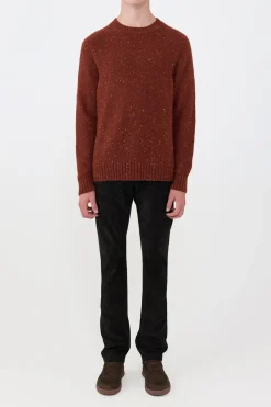 Daniel Knit Sweater in Burnt Sienna Multi Speckled Aran Cashmere