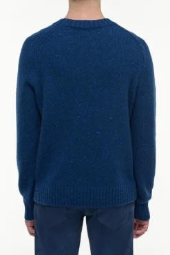 Daniel Knit Sweater in Electric Navy Speckled Aran Cashmere