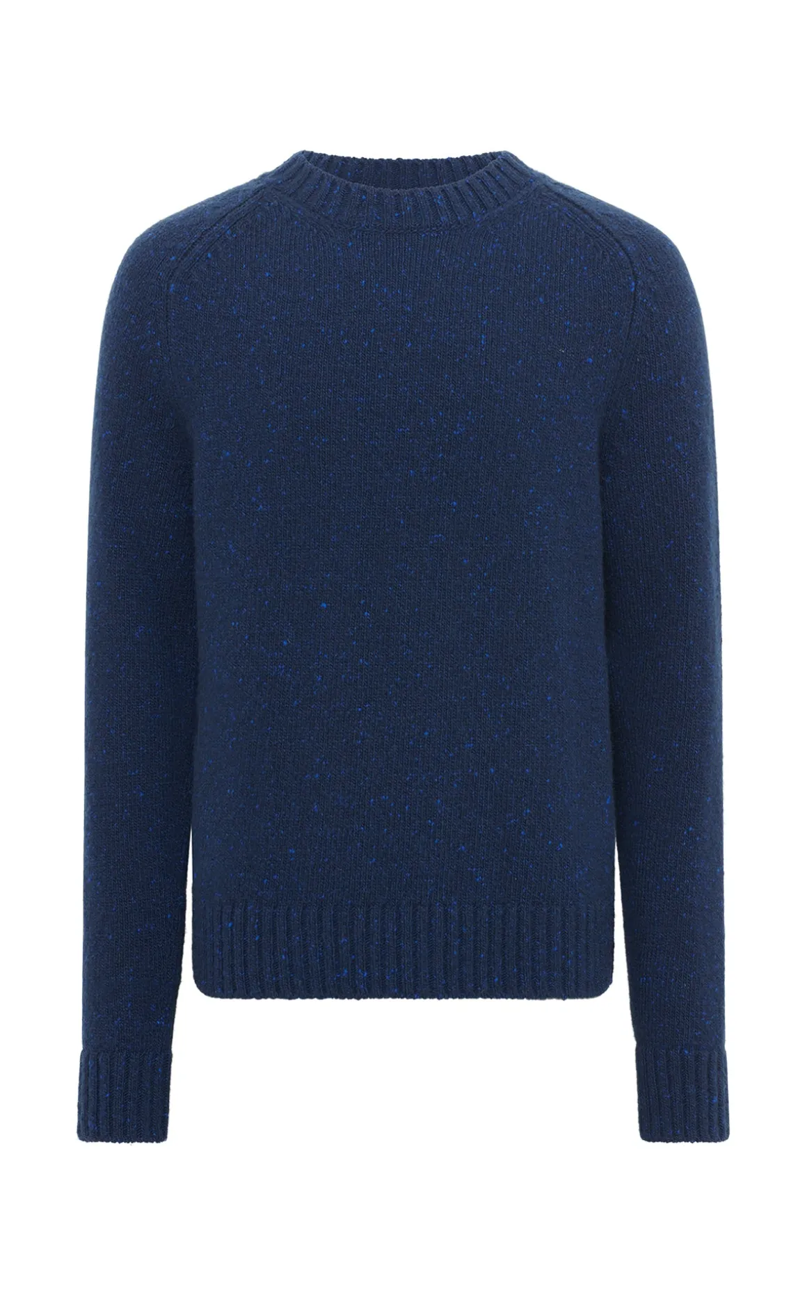 Daniel Knit Sweater in Electric Navy Speckled Aran Cashmere