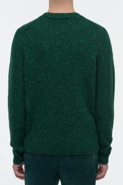 Daniel Knit Sweater in English Green Speckled Aran Cashmere