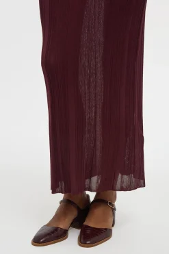 Daniella Knit Maxi Skirt in Bordeaux Silk