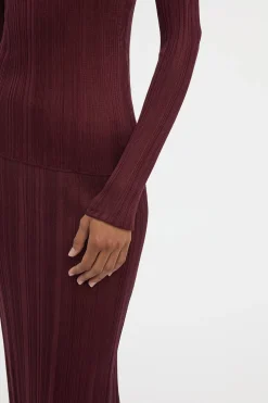 Daniella Knit Maxi Skirt in Bordeaux Silk