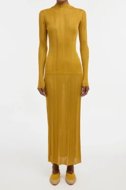 Daniella Knit Maxi Skirt in Golden Birch Silk