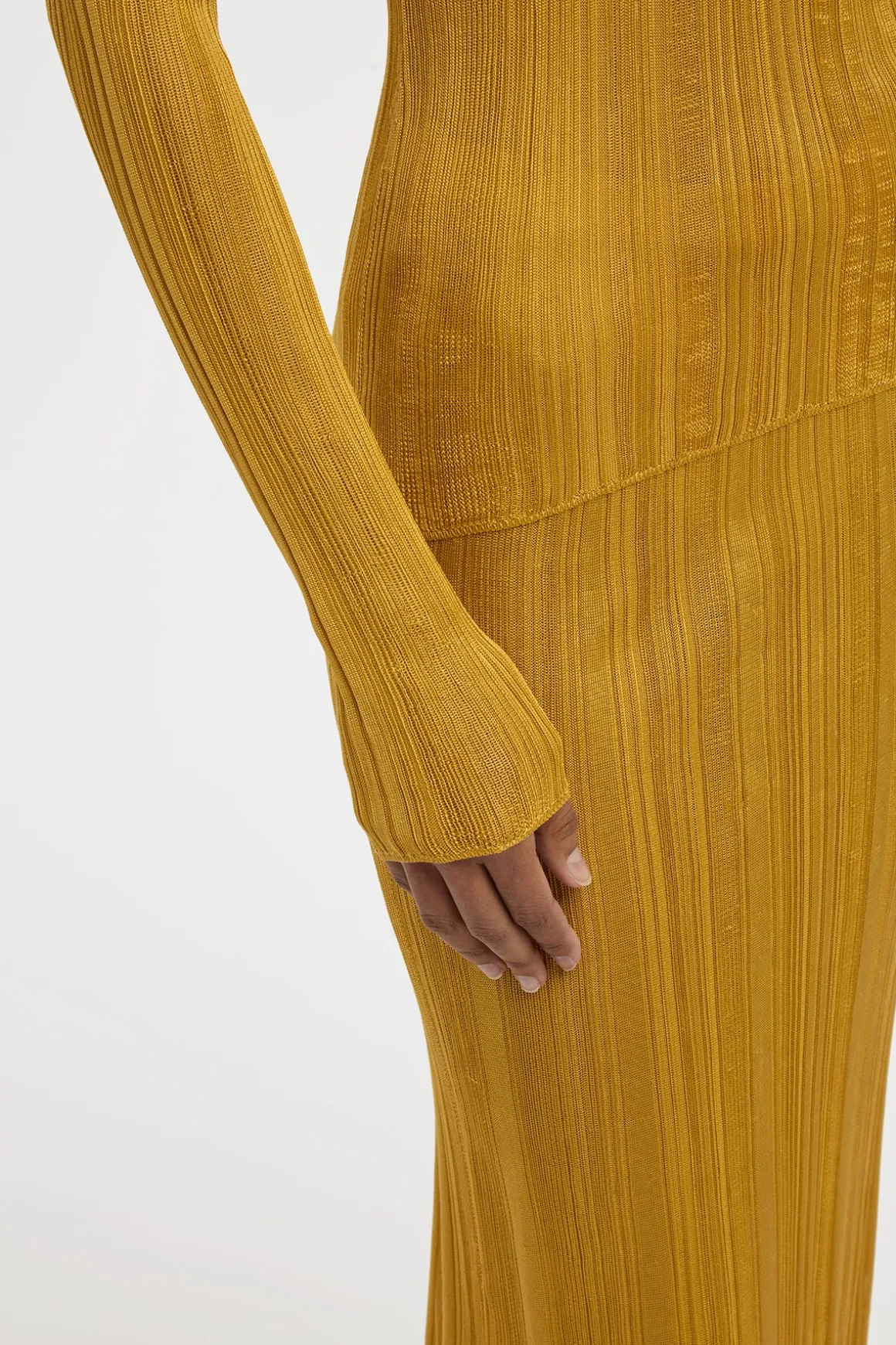 Daniella Knit Maxi Skirt in Golden Birch Silk