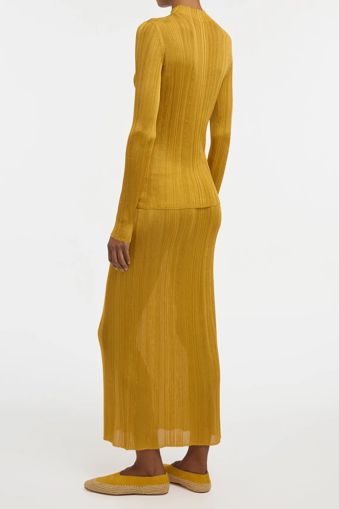 Daniella Knit Maxi Skirt in Golden Birch Silk