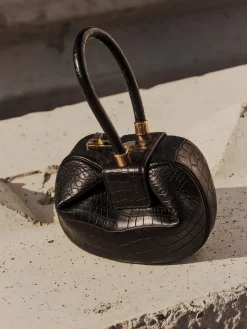 Demi Bag in Black Crocodile Leather