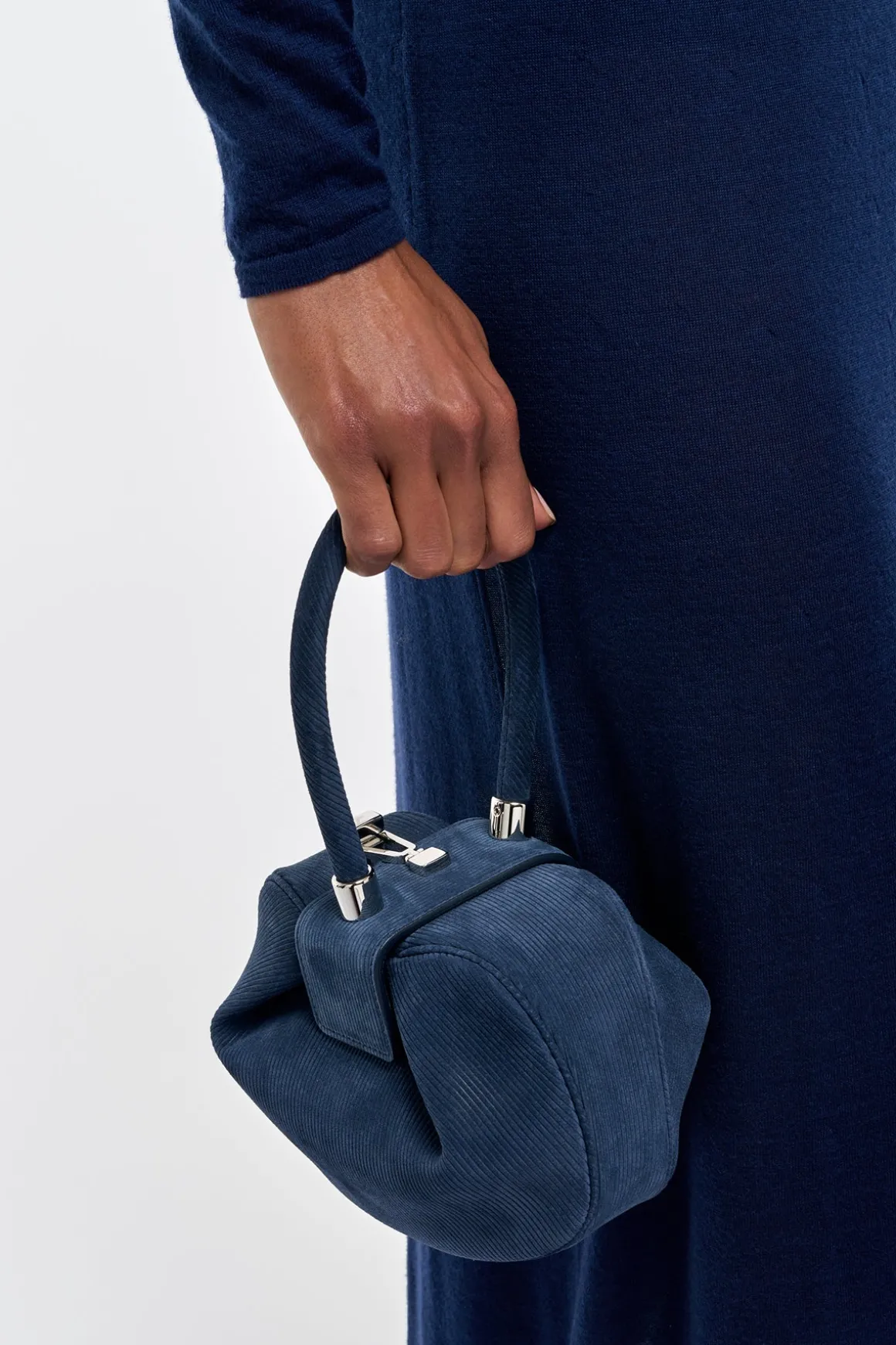 Demi Bag in Electric Navy Suede Corduroy