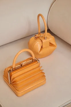 Demi Bag in Fluorescent Orange Snakeskin