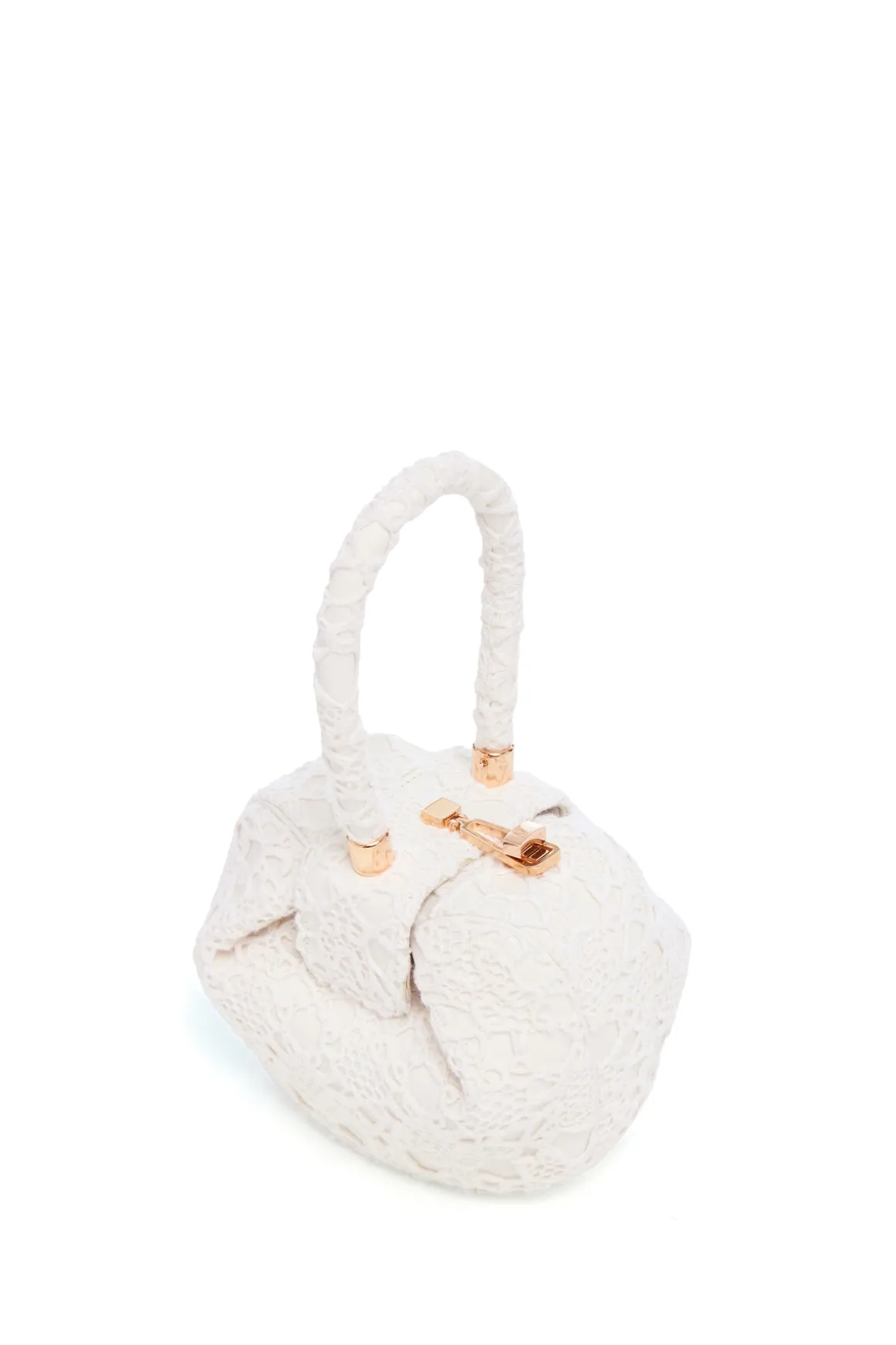 Demi Bag in Ivory Nappa Leather with Cashmere Lace
