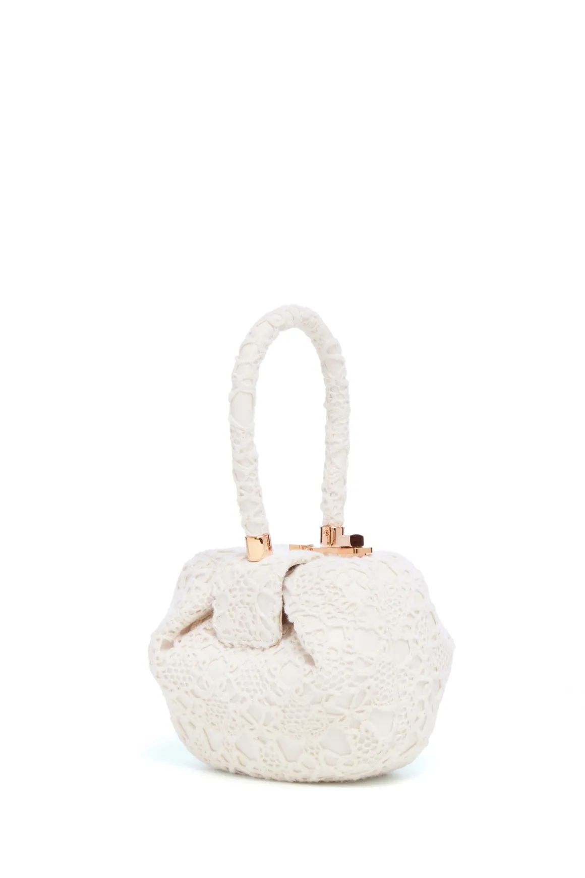 Demi Bag in Ivory Nappa Leather with Cashmere Lace