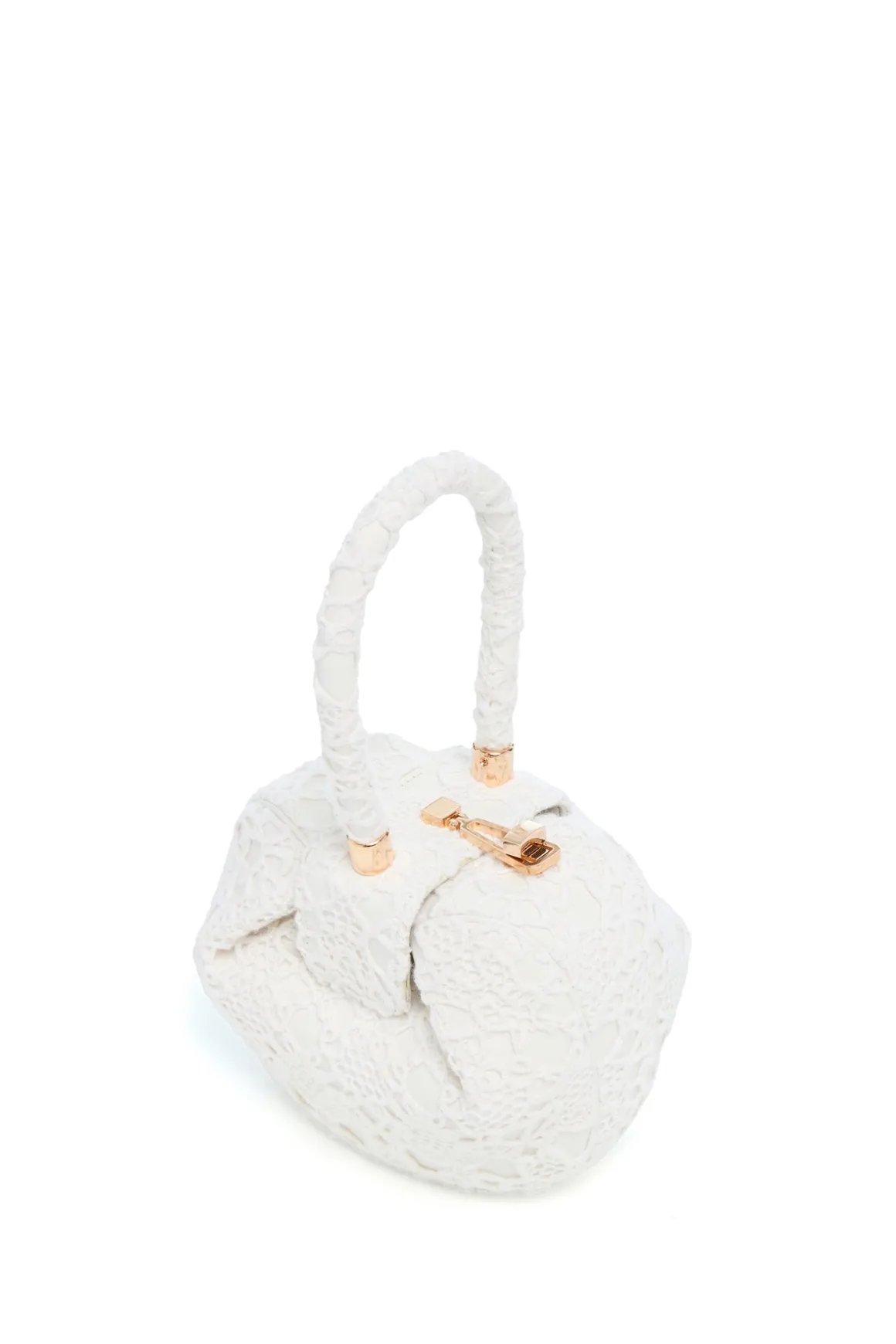 Demi Bag in Ivory Nappa Leather with Cashmere Lace