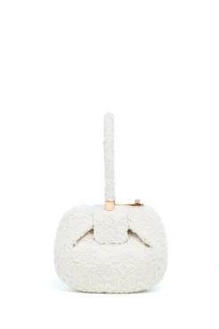 Demi Bag in Ivory Nappa Leather with Cashmere Lace