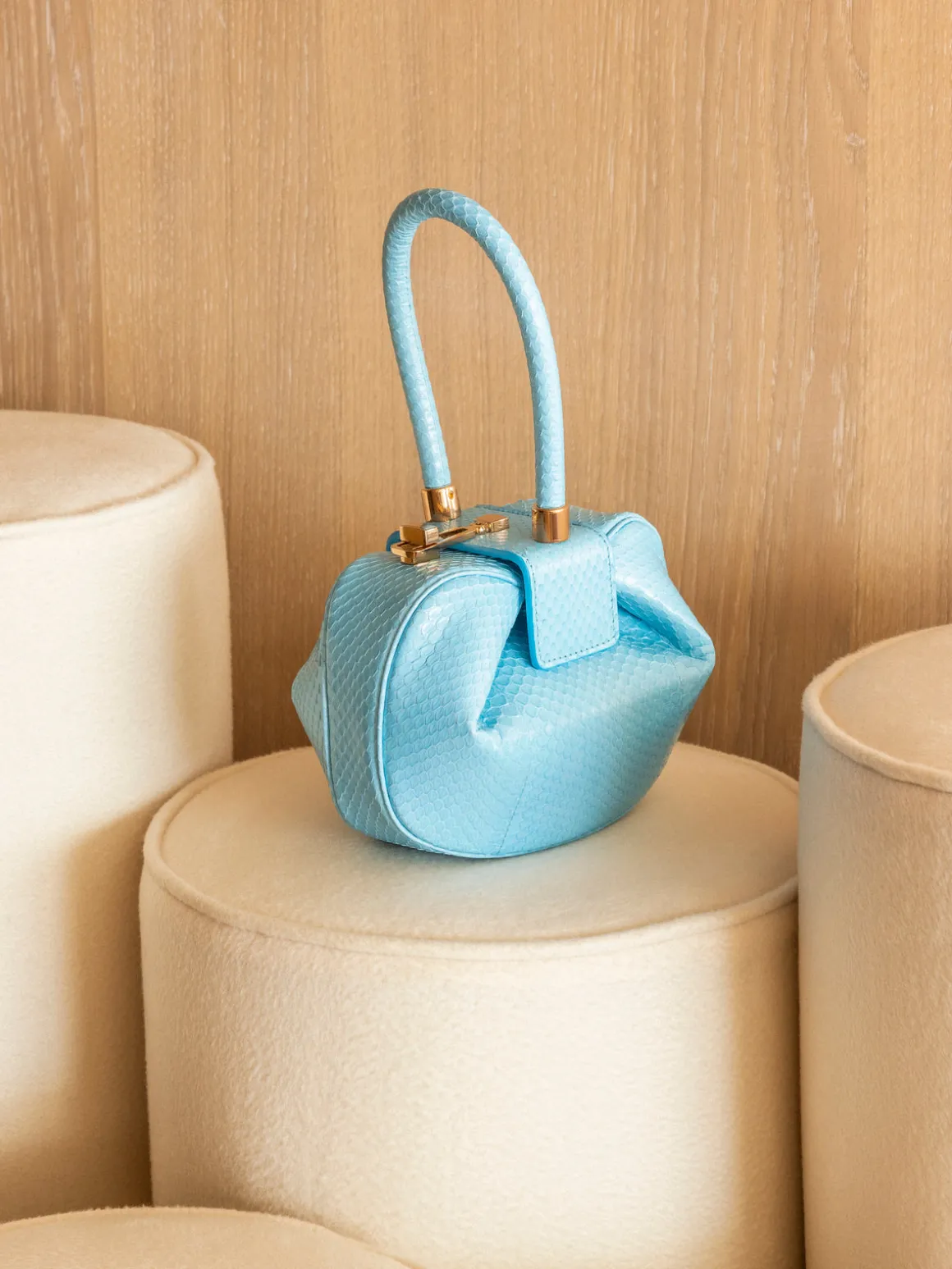Demi Bag in Pale Blue Snakeskin
