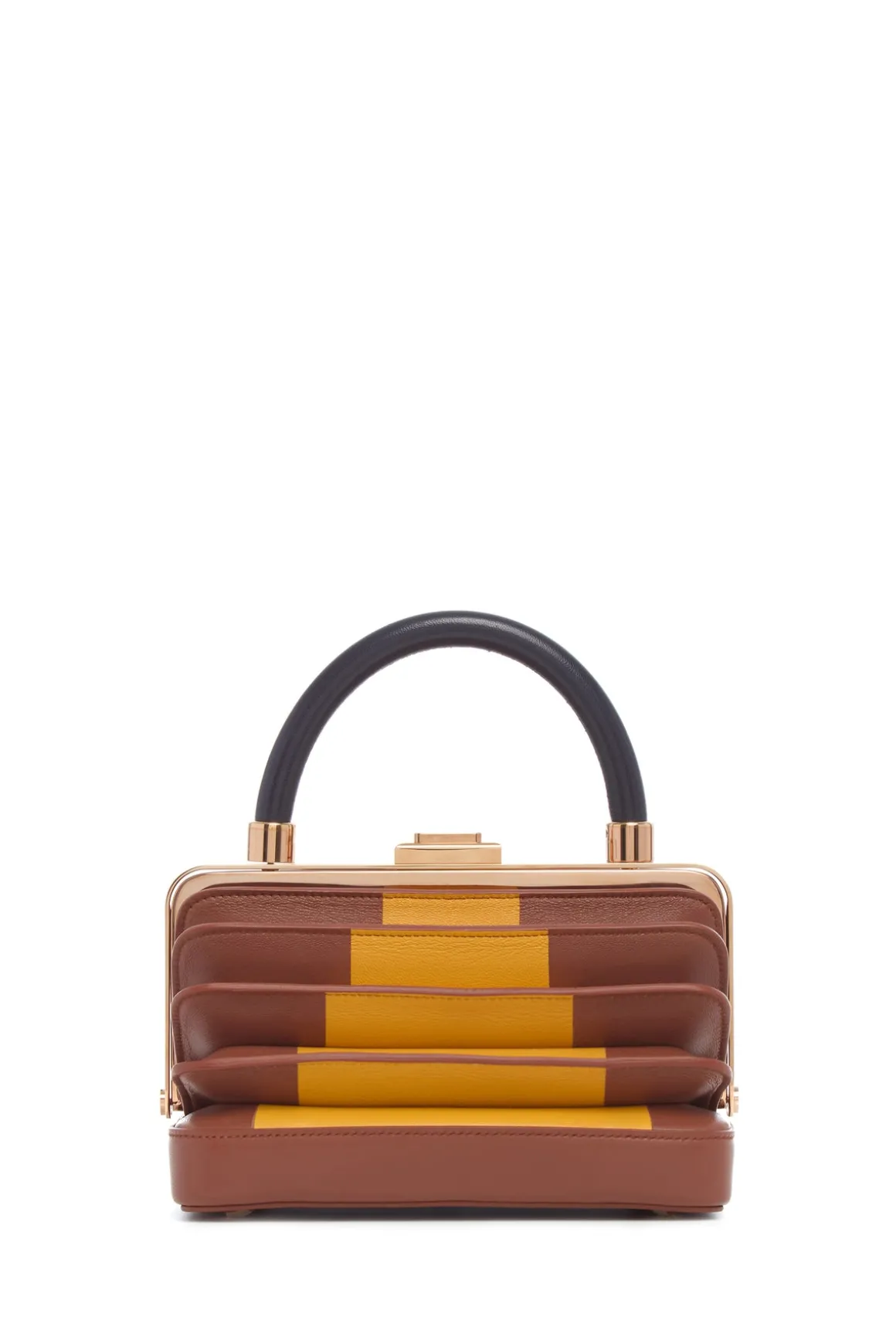 Diana Bag in Cognac, Yellow & Navy Nappa Leather