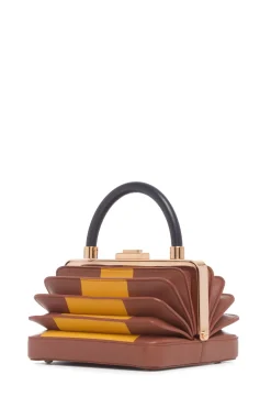Diana Bag in Cognac, Yellow & Navy Nappa Leather