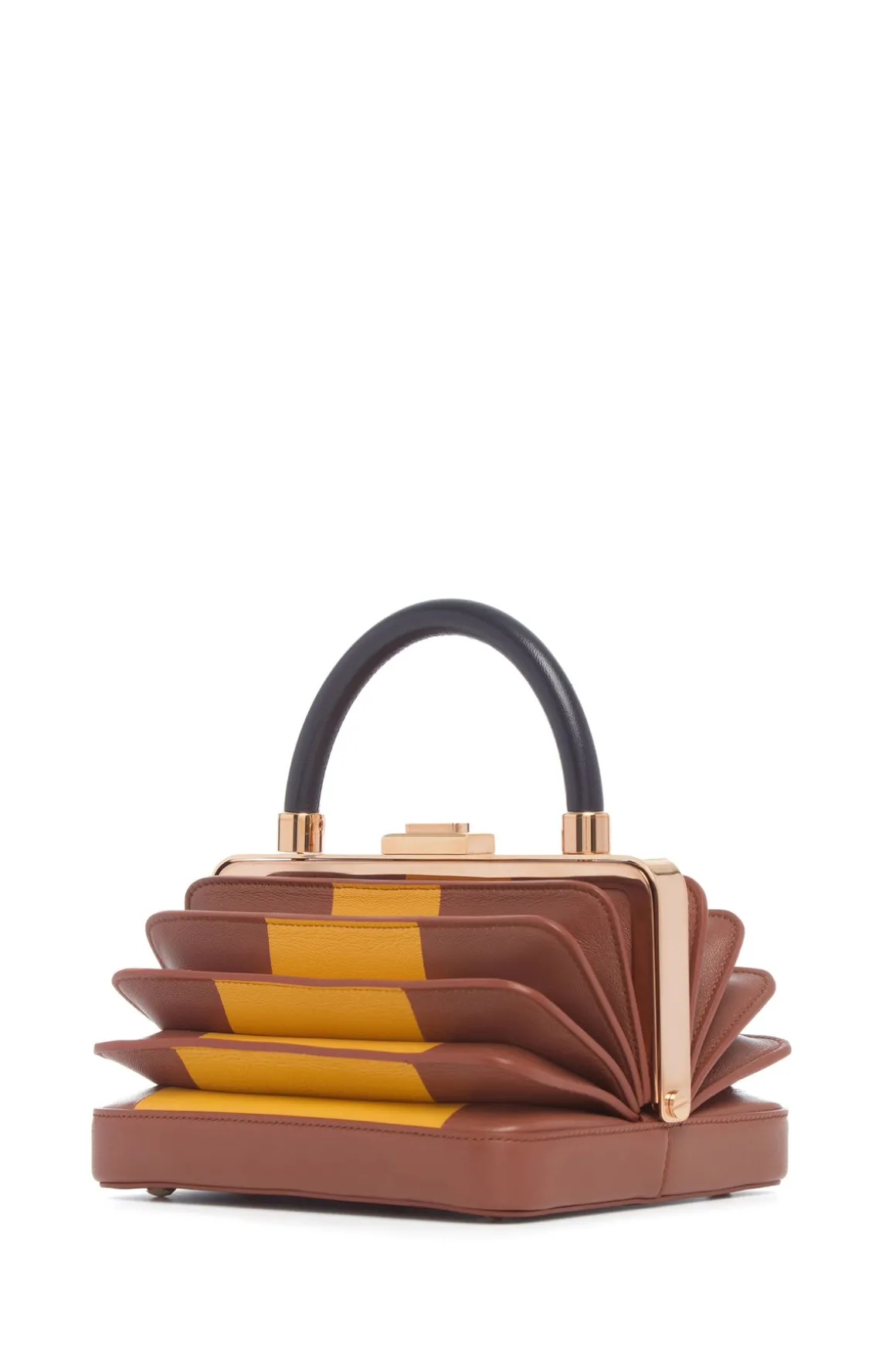 Diana Bag in Cognac, Yellow & Navy Nappa Leather