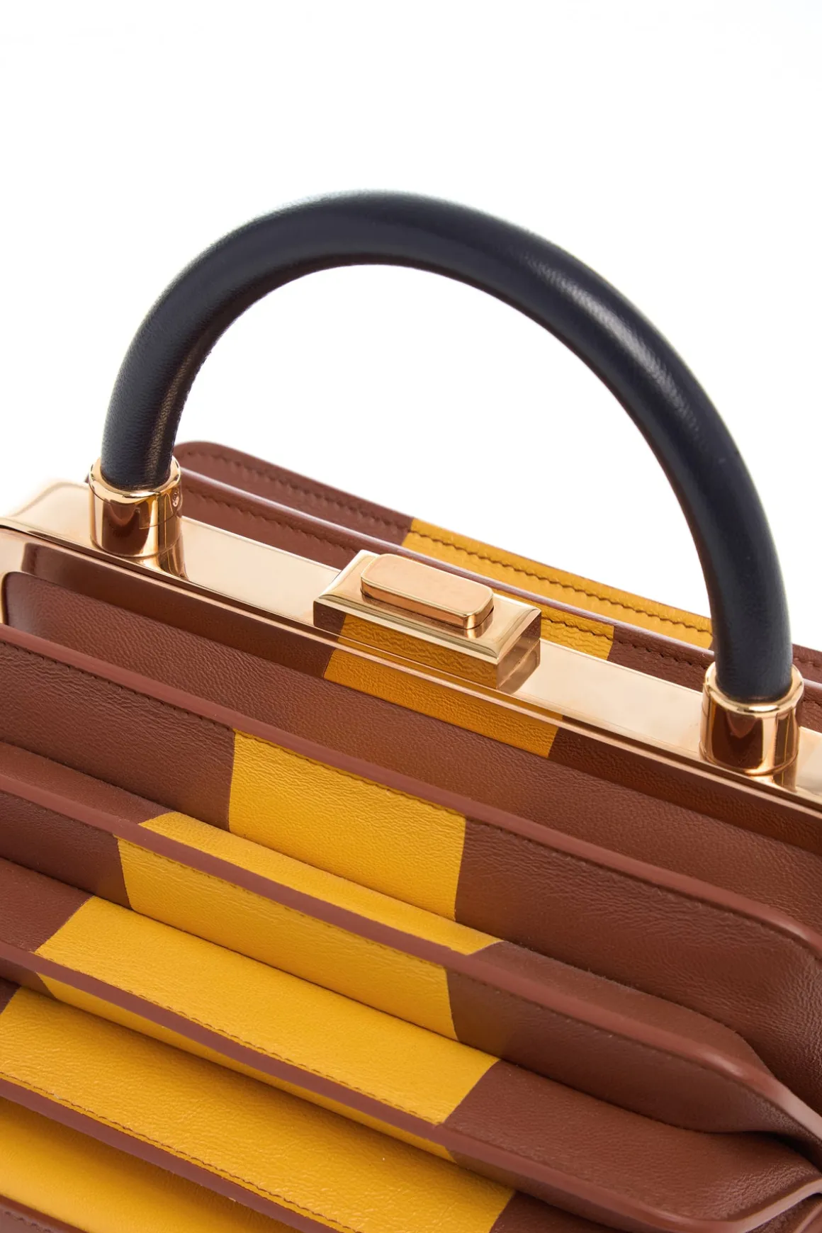 Diana Bag in Cognac, Yellow & Navy Nappa Leather