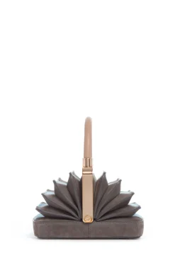 Diana Bag in Grey & Light Blue Suede with Nude Nappa Leather Handle