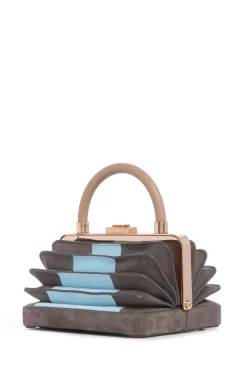 Diana Bag in Grey & Light Blue Suede with Nude Nappa Leather Handle