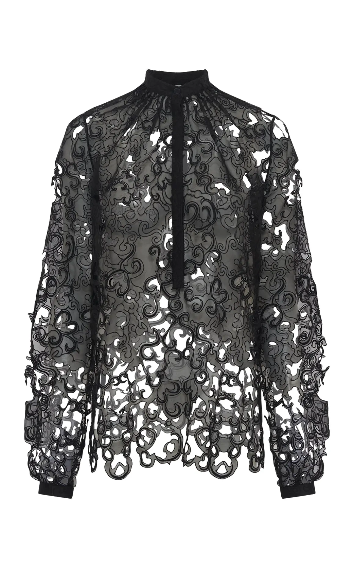 Dietrich Blouse in Black Silk Organza Lace