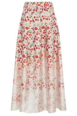 Dugald Pleated Midi Skirt in Uruguayan Flowers Printed Silk