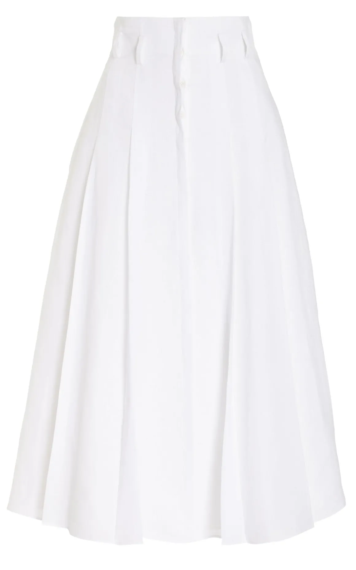 Dugald Pleated Midi Skirt in White Aloe Linen