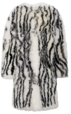 Ebel Coat in Ivory & Black Cashmere Shearling