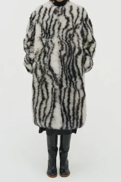 Ebel Coat in Ivory & Black Cashmere Shearling