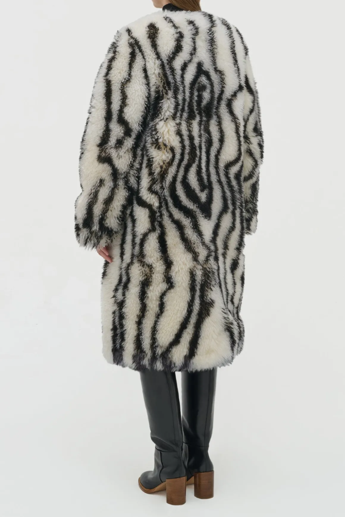 Ebel Coat in Ivory & Black Cashmere Shearling