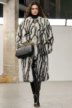 Ebel Coat in Ivory & Black Cashmere Shearling