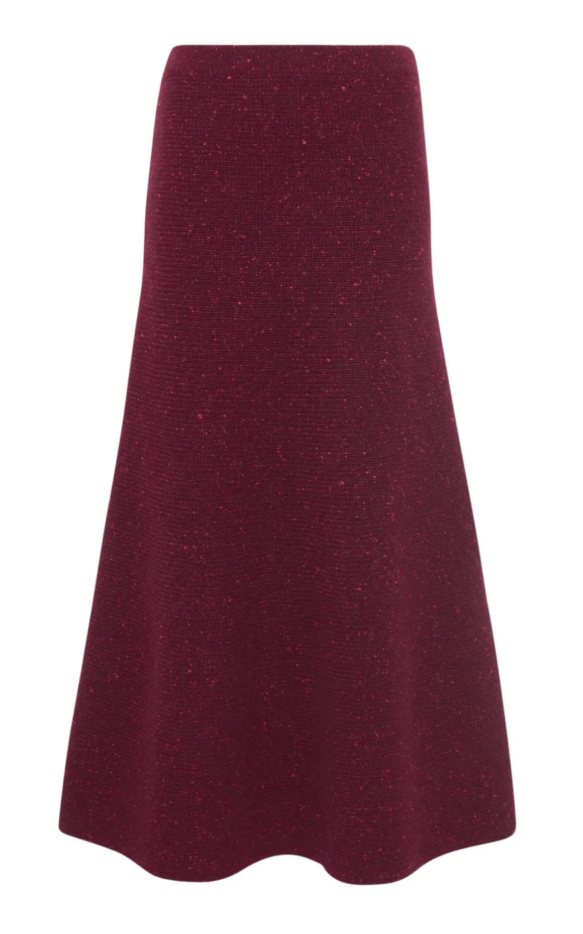 Eden Knit Midi Skirt in Bordeaux Speckled Aran Cashmere