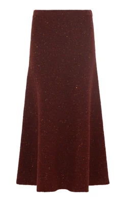 Eden Knit Midi Skirt in Burnt Sienna Multi Speckled Aran Cashmere