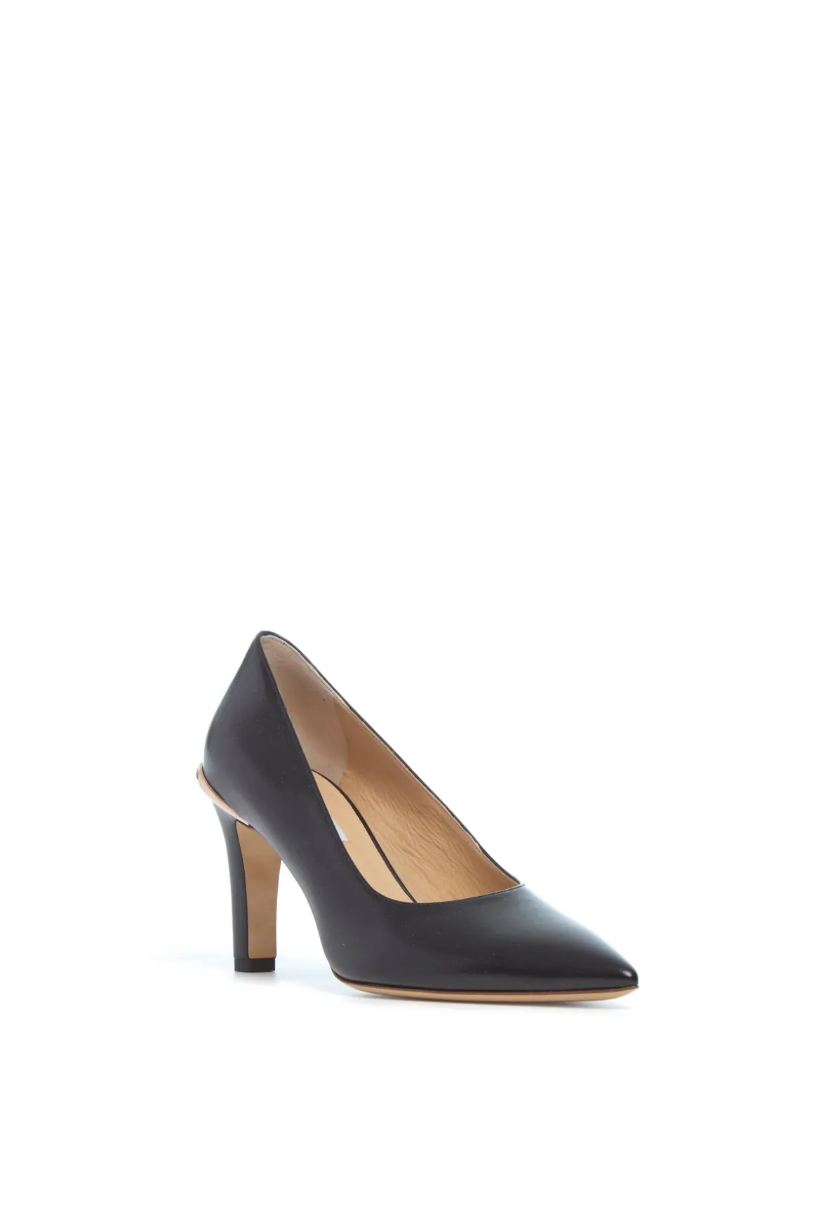 Edwina High Heel Stiletto Pump in Black Nappa Leather